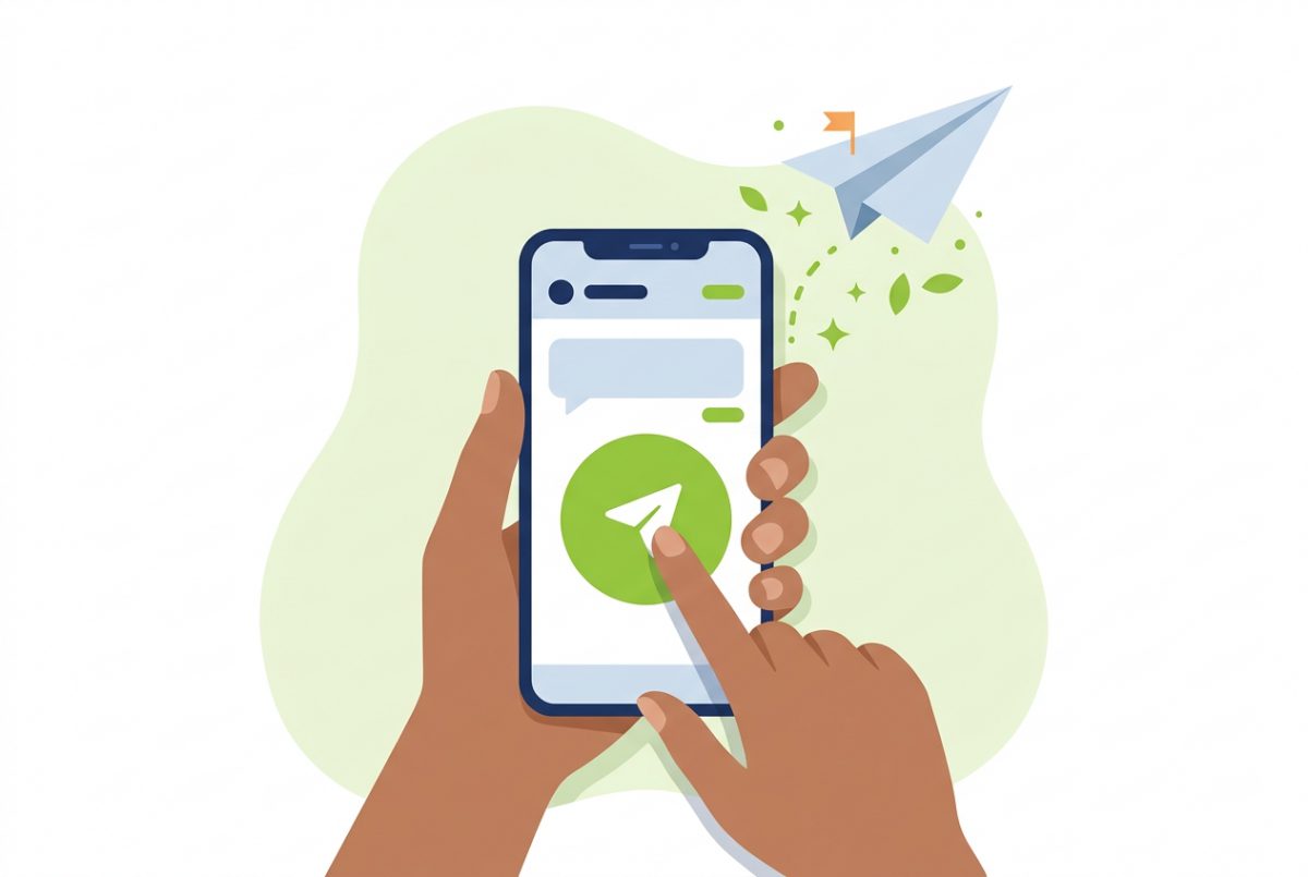 Une main appuie sur le bouton d'envoi d'un SMS sur un smartphone