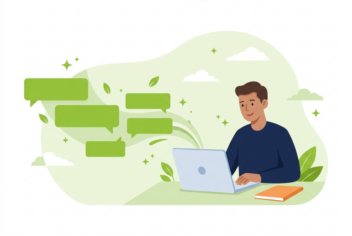 Un utilisateur lance ses envois de SMS depuis un ordinateur portable