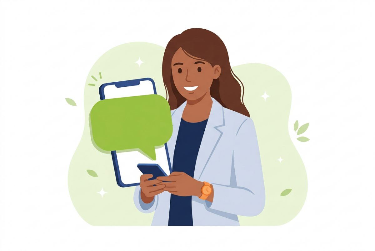 Une personne envoie un SMS depuis son smartphone en quelques gestes