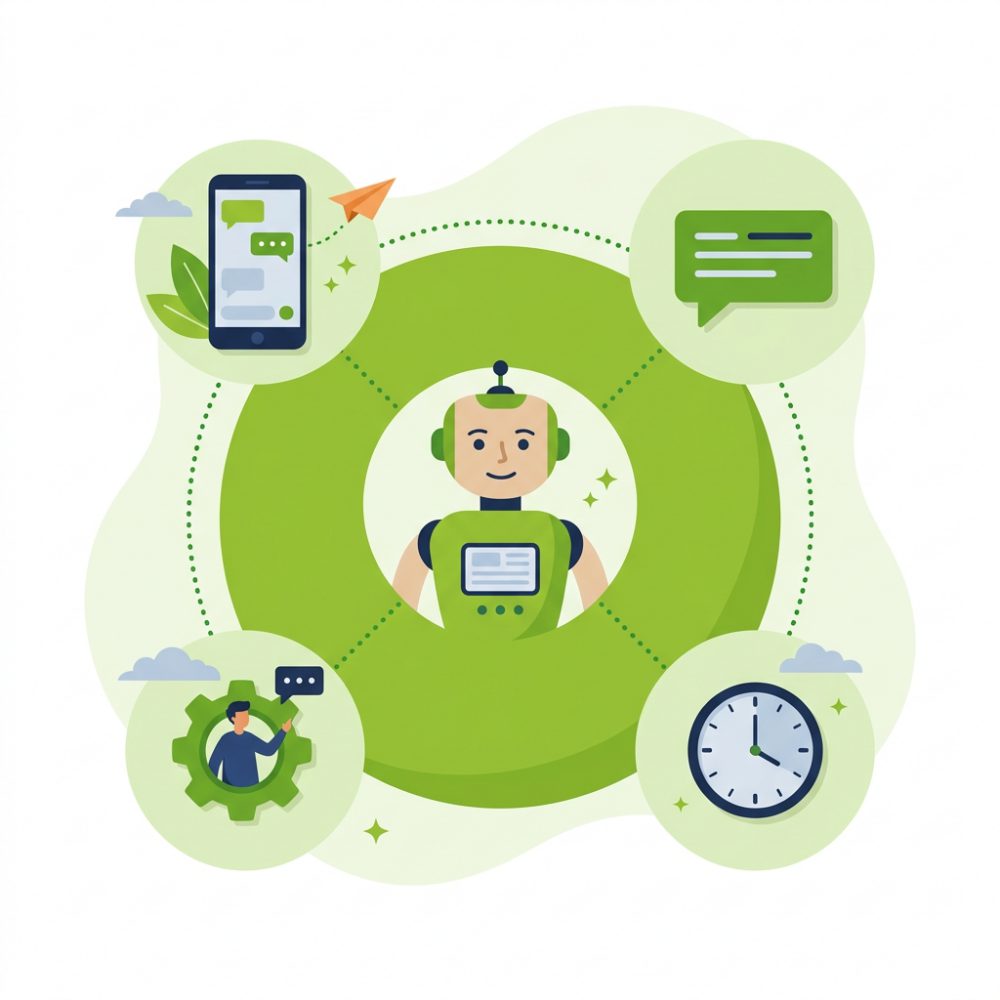 Écosystème d'outils IA SMS Vert Pro : agent IA, API, intégration et programmation d'envoi