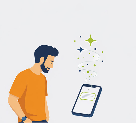 Rédiger un SMS avec l'assistant Intelligence Artificielle SMS Vert Pro